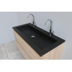 Basic Bella Meuble salle de bains avec lavabo acrylique Noir 100x55x46cm 2 trous de robinet Chêne SW491744
