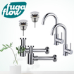 FugaFlow Eccelente Sobrado Kit robinet lavabo - pour double vasque - robinet haut - bec rotatif - bonde clic clac - siphon design bas - Chrome brillant SW1124202