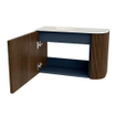 Mondiaz JOYA-DLUX Meuble de salle de bains 61.6cm - arrondi droite couleur Walnut - Vasque FAYE position Gauche 1 trou de robinet couleur Opalo. SW1422545