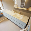 MONDIAZ VICA-DLUX Ensemble meuble de salle de bains - 200cm - meuble bas clay - 4 tiroirs - vasque encastrée cloud à droite - 1 trou de robinet - version haute 60cm - frape SW1089190