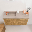 Mondiaz JOYA-DLUX 70cm toiletmeubel - kleur Oak - Wastafel FAYE positie Links 1 kraangat kleur Saba. SW1424178