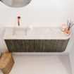 Mondiaz JOYA-DLUX 101.6cm meuble de toilette - arrondi droit couleur Shadow - Vasque FAYE position Gauche Sans trou de robinet couleur Ostra. SW1423033