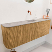 Mondiaz JOYA-DLUX Meuble de salle de bains 123.2cm - arrondis gauche et droite couleur Chêne - Vasque FAYE position Milieu Sans trou de robinet couleur Glace SW1422050