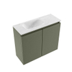 MONDIAZ TURE-DLUX Meuble de toilettes 60 cm Army. Lavabo EDEN Opalo position gauche. Sans trou de robinet. SW1104197