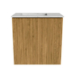 Mondiaz JOYA-DLUX 40cm toiletmeubel - kleur Oak - Wastafel FAYE positie Links Zonder kraangat kleur Opalo. SW1422145