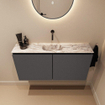 MONDIAZ TURE-DLUX meuble WC 100 cm Dark Grey. EDEN lavabo Glace position milieu. Sans trou de robinet. SW1103236