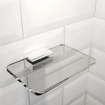 Geesa Aim Porte-savon avec insert amovible en verre rectangulaire 14x10cm chrome SW98639