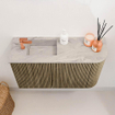 Mondiaz JOYA-DLUX Meuble de toilette 71,6cm - arrondi droit couleur Dusk - Vasque FAYE position Gauche 1 trou de robinet couleur Glace SW1423206