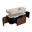 MONDIAZ THOR-DLUX Meuble de salle de bains 110cm arrondi gauche + droite couleur Walnut avec 1 tiroir et 2 portes. Vasque suspendue CLOUD Milieu 1 trou de robinet couleur Nata. SW1462930