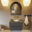 Mondiaz VICA-DLUX ensemble de meuble de salle de bain - 70cm - meuble sous-vasque gris foncé - 2 tiroirs - lavabo encastré cloud milieu - sans trous de robinet - miroir modèle spot - version XL 60cm de haut - lave SW1098038