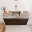 Mondiaz JOYA-DLUX 70cm toiletmeubel - kleur Walnut - Wastafel FAYE positie Midden Zonder kraangat kleur Oza. SW1424580