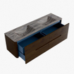 Mondiaz CIRO-DLUX Ensemble de meubles de salle de bains - 160x45x50cm - Plan vasque solid surface Sombra - 2 vasques double - 2 trous de robinet - 4 tiroirs - Noyer SW1530773