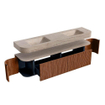 MONDIAZ THOR-DLUX 190cm meuble de salle de bains arrondi gauche + droite couleur Ruby avec 2 tiroirs et 2 portes. Vasque suspendue CLOUD Double 2 trous de robinet couleur Saba. SW1466674
