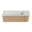 MONDIAZ KURVE-DLUX 135cm Meuble salle de bain avec module 25 D - couleur Oak - 1 tiroir - 1 porte - vasque BIG MEDIUM gauche - 1 trou de robinet - couleur Opalo SW1137574