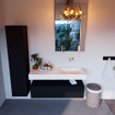Mondiaz ALAN-DLUX Ensemble de meuble - 120cm - meuble Urban mat - 1 tiroir - Lavabo Cloud Ostra suspendu - vasque Droite - 0 trous de robinet SW807263