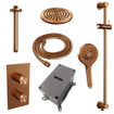 Ensemble de douche pluie encastré Brauer Copper Carving - douche principale 20cm - bras plafond 20cm - 2 fonctions - glijstang - incluant partie encastrable - douchette ronde 3 positions - PVD - cuivre brossé SW715763