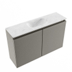 MONDIAZ TURE-DLUX Meuble toilette - 80cm - Smoke - EDEN - vasque Opalo - position centrale - sans trou de robinet SW1104582