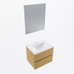 Mondiaz VICA ensemble de meuble de salle de bain - 60cm - meuble sous lavabo oro - 2 tiroirs - lavabo denia milieu - 1 trou de robinet - couleur Blanc Brillant - miroir LED - version XL 60cm de haut SW1091986