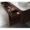Saniclass Terra Ensemble meuble de salle de bain - 120x42x45,5 cm - lavabo céramique blanc brillant - 2 vasques - 2 trous de robinet - 2 tiroirs - Châtaignier (noyer) SW1441222