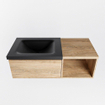 Mondiaz BUKLA Ensemble de meuble salle de bain - 100x45x34cm - 0 trous de robinet - lavabo à gauche - solid surface - Urban - sans poignée - 1 tiroir - Mélamine - Chêne blanchi SW705028