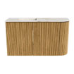 Mondiaz JOYA-DLUX 71.6cm toiletmeubel - ronding rechts kleur Oak - Wastafel FAYE positie Links 1 kraangat kleur Frappe. SW1421908