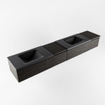 MONDIAZ BUKLA 240cm ensemble de meuble avec module 40 gauche couleur Marron Foncé avec 4 tiroirs. Lavabo CLOUD double 2 trous de robinet couleur Urban. SW1382286
