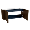 Mondiaz JOYA 91.6cm toiletmeubel - ronding links kleur Walnut - Wastafel FAYE positie Rechts 1 kraangat kleur Talc. SW1421316
