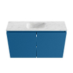 MONDIAZ TURE-DLUX Meuble toilette - 80cm - Jeans - EDEN - vasque Opalo - position centrale - sans trou de robinet SW1104364