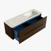 Mondiaz CIRO-DLUX Meuble de salle de bains - 140x45x50cm - Plan vasque Solid surface Ostra - 1 lavabo à droite - sans trous de robinet - 4 tiroirs - Noyer SW1530405
