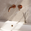 BRAUER Copper Edition Wastafelmengkraan inbouw - gebogen uitloop links - hendel middel dik - inclusief inbouwdeel - model E 1 - PVD - geborsteld koper SW374460