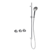 Fortifura Nebbio Ensemble combiné baignoire - mitigeur thermostatique - barre coulissante avec coude mural intégré - flexible de douche métallique - douchette ronde - Remplissage-vidage de baignoire - chrome SW1238013