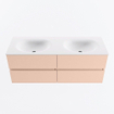 Mondiaz VICA ensemble de meuble de salle de bain - 130cm - meuble sous-vasque rosee - 4 tiroirs - lavabo moon double - 2 trous de robinet - version haute de 60cm - talc SW1080361