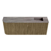 Mondiaz JOYA-DLUX 111.6cm meuble de salle de bains - arrondi gauche couleur Dusk - Vasque FAYE position Droite Sans trou de robinet couleur Oza. SW1426027