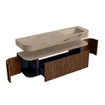 MONDIAZ THOR-DLUX 160cm meuble de salle de bains arrondi gauche + droite couleur Walnut avec 1 tiroir et 2 portes. Vasque suspendue CLOUD droite 1 trou de robinet couleur Arena. SW1465109