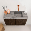 Mondiaz JOYA-DLUX 60cm meuble de toilette - couleur Walnut - Vasque FAYE position Droite Sans trou de robinet couleur Sombra. SW1424724