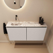 MONDIAZ TURE-DLUX 100cm toiletmeubel Linen. EDEN wastafel Glace positie links. Zonder kraangat. SW1103384