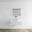 Mondiaz Lagom Meuble salle de bains 90x30.9x45cm Solid Surface Talc 1 tiroir avec lavabo BINX vasque à poser Centre sans trous de robinet SW409076