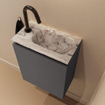 MONDIAZ TURE-DLUX Meuble toilette - 40cm - Dark Grey - EDEN - vasque Glace - position droite - 1 trou de robinet SW1103220