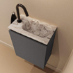 MONDIAZ TURE-DLUX Meuble WC 40 cm Dark Grey. Lavabo EDEN Glace position droite. Avec 1 trou de robinet. SW1103220