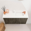 Mondiaz JOYA 70cm toiletmeubel - kleur Shadow - Wastafel FAYE positie Rechts 1 kraangat kleur Talc. SW1421400
