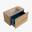 Mondiaz CIRO-DLUX Badkamermeubelset - 90x45x50cm - Solid surface wastafel Saba - 1 wasbak Midden - zonder kraangaten - 2 lades - Oak SW1531169
