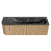 MONDIAZ KURVE-DLUX 145cm Meuble salle de bain avec module 25 G - couleur Oak - 1 tiroir - 1 porte - vasque BIG LARGE droite - sans trou de robinet - couleur Lava SW1137172