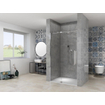 Van Rijn Products ST08 Nis Draaideur - 100x200c - helder glas - dikte 8mm - 2 delig - muurprofiel - stabilisatiestang - Chroom SW956346