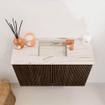 Mondiaz JOYA-DLUX 60cm toiletmeubel - kleur Walnut - Wastafel FAYE positie Midden 1 kraangat kleur Nata. SW1424483