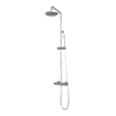 Brauer Chrome Carving Colonne de douche murale thermostatique avec pommeau rond 20cm et douchette Stylo 1 jet flexible lisse 150cm et barre de douche avec support douchette Chrome SW1164653