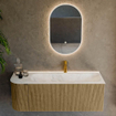 Mondiaz KURVE-DLUX Ensemble de meuble de salle de bains - 125x46x40cm - 1 tiroir - 1 porte - lavabo solid surface - droite - 1 trou de robinet - Dusk SW1415147