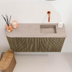 Mondiaz JOYA-DLUX 81.6cm meuble de toilette - arrondi gauche couleur Dusk - Vasque FAYE position Droite Sans trou de robinet couleur Saba. SW1426091