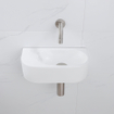 QeramiQ Fuente Ensemble de Lavabo - 40x21.5x12cm - lisse - demi-rond - céramique - ensemble de robinet en acier inoxydable brossé - bouchon de vidange - siphon abaissé - blanc mat SW1233099