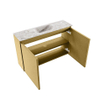 MONDIAZ TURE-DLUX Meuble de toilettes 80 cm Oro. EDEN lavabo Glace position centrale. Avec 1 trou de robinet. SW1103412