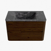 Mondiaz CIRO-DLUX Ensemble de meubles de salle de bains - 80x45x50cm - Lavabo solid surface Lava - 1 vasque centrale - 1 trou de robinet - 2 tiroirs - Noyer SW1530131
